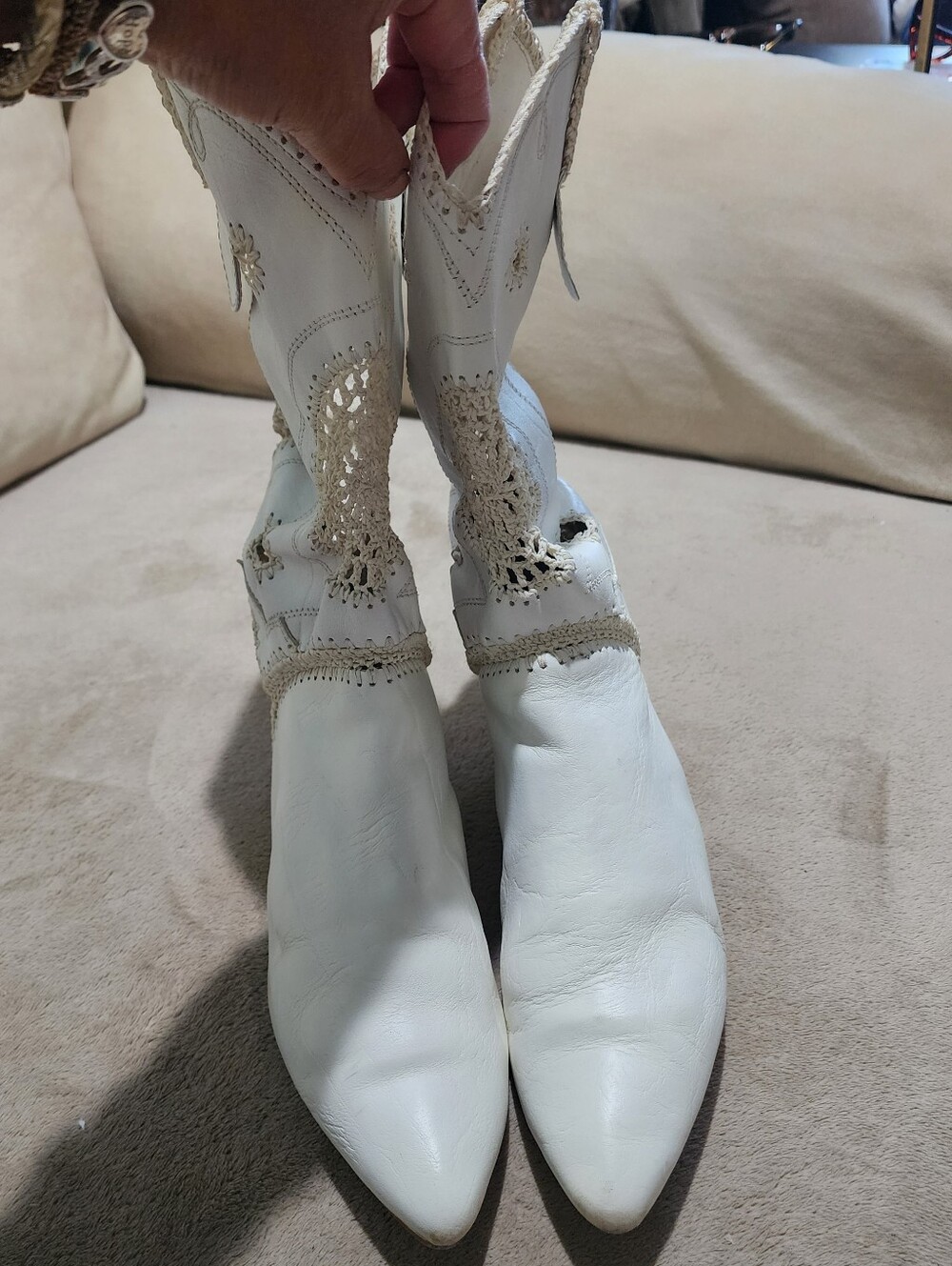 El Vaquero, Handmade, Italian Leather, Crochet Boots, Boho Chic, Western Boots. - Picture 7 of 15